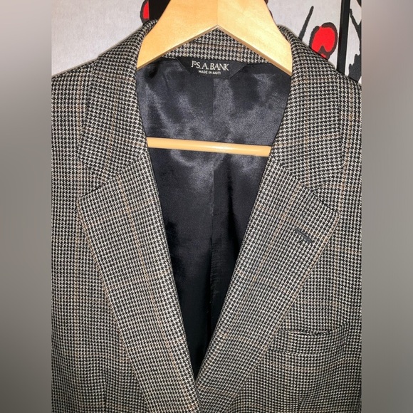 Jos. A. Bank 44R Black Gold Dark Drown Wool Silk Plaid Suit Blazer Jacket Coat - Picture 11 of 11